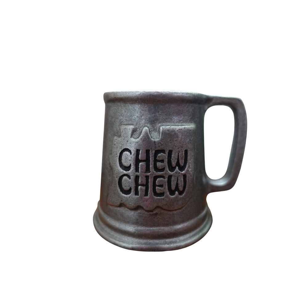 Vintage Pewter "Chew Chew" Mug Metal Tankard short Cup with handle